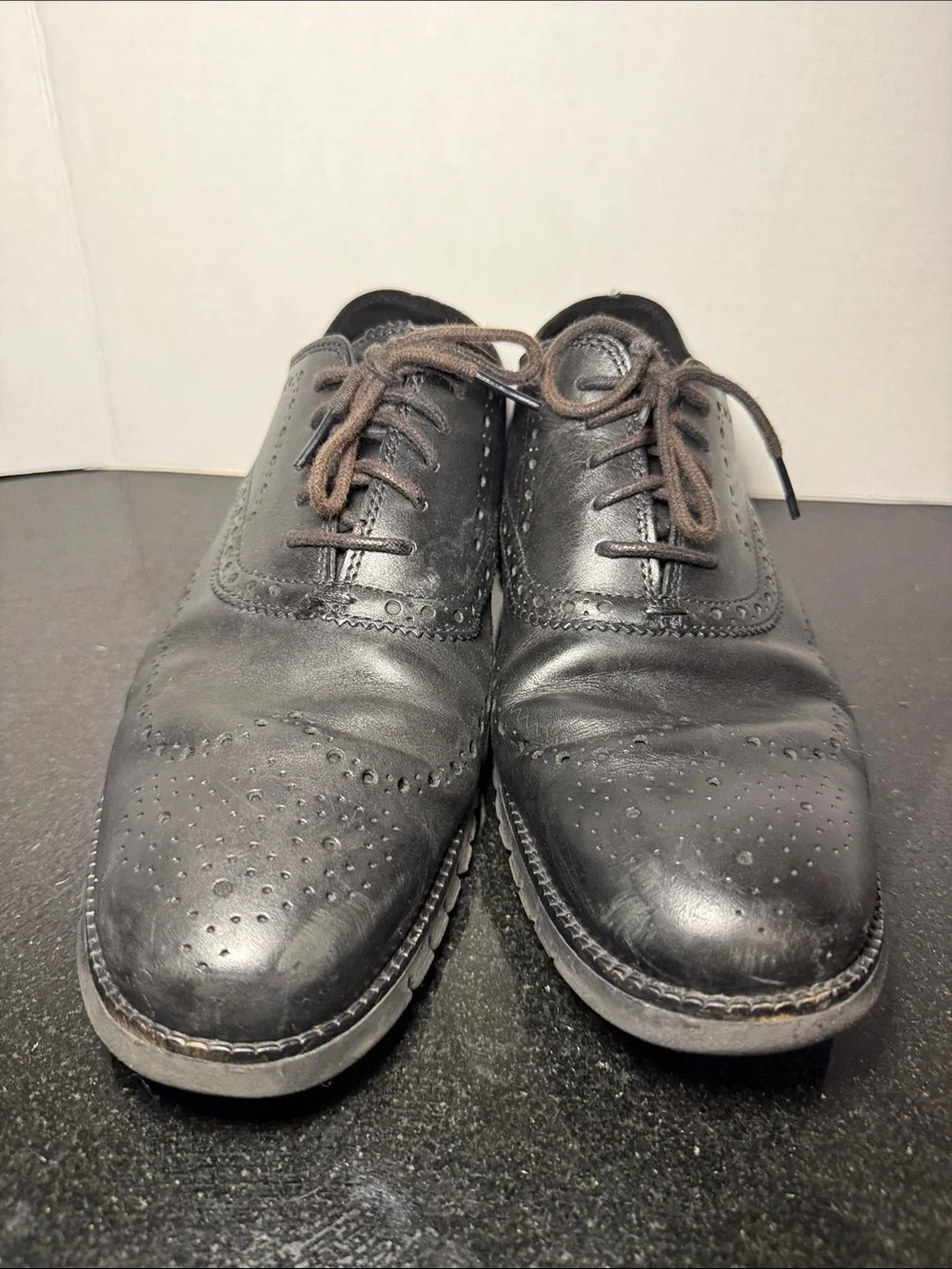 Cole Haan Zerogrand Wingtip Oxfords Size 12 Black Leather